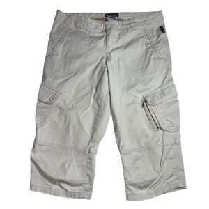 📌Columbia Womens Cargo Capri Pants Size 10 Beige Outdoor Hiking Utility Pockets